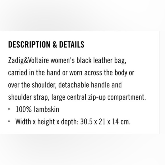 ZADIG AND VOLTAIRE TWINS ZIP BAG - Picture 3 of 4